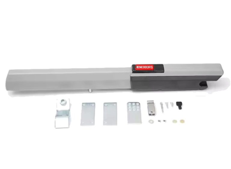 One Doors TN-1000 gate motor installed on a large metal gate